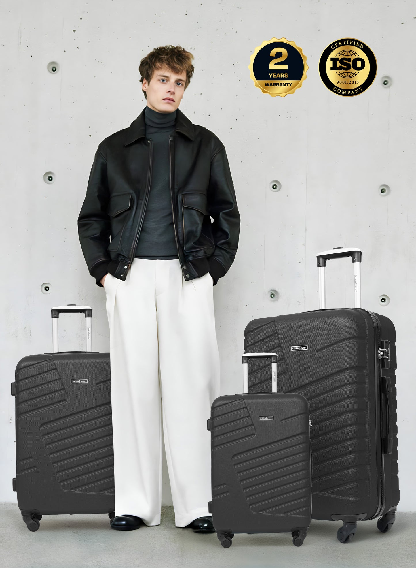 Parajohn Rigbox 3 Piece Lightweight ABS 20, 24 & 28 inches 8 Wheels Luggage Set + Free Backpack