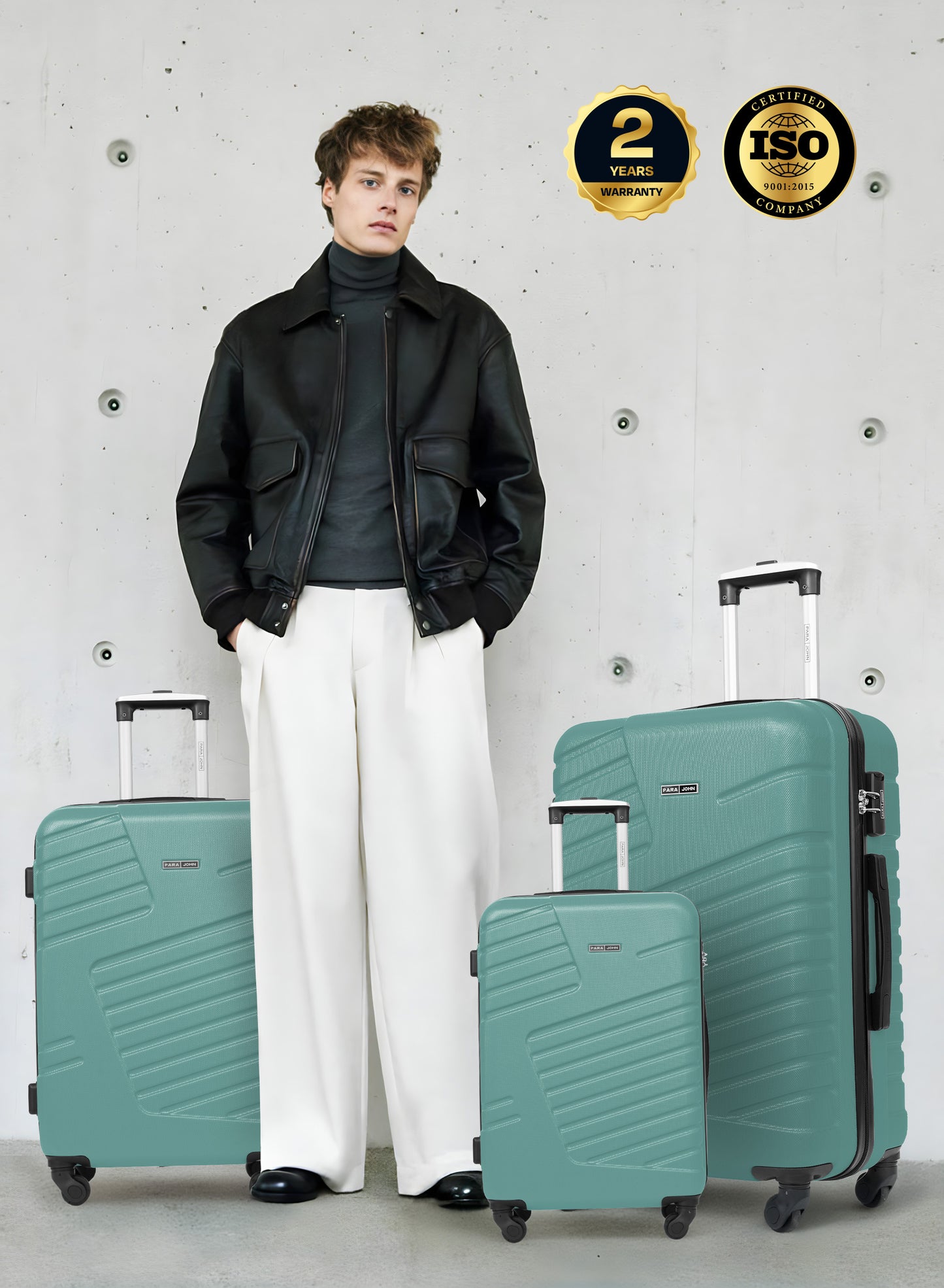 Parajohn Rigbox 3 Piece Lightweight ABS 20, 24 & 28 inches 8 Wheels Luggage Set + Free Backpack