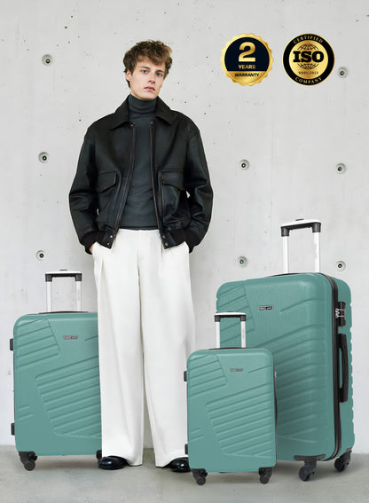 Parajohn Rigbox 3 Piece Lightweight ABS 20, 24 & 28 inches 8 Wheels Luggage Set + Free Backpack