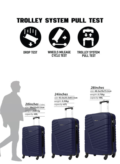 Parajohn Rigbox 3 Piece Lightweight ABS 20, 24 & 28 inches 8 Wheels Luggage Set + Free Backpack