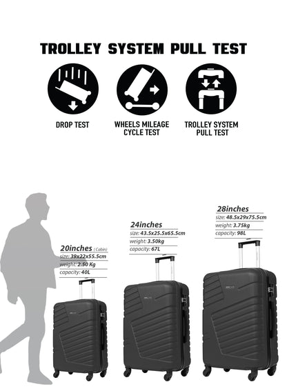 Parajohn Rigbox 3 Piece Lightweight ABS 20, 24 & 28 inches 8 Wheels Luggage Set + Free Backpack