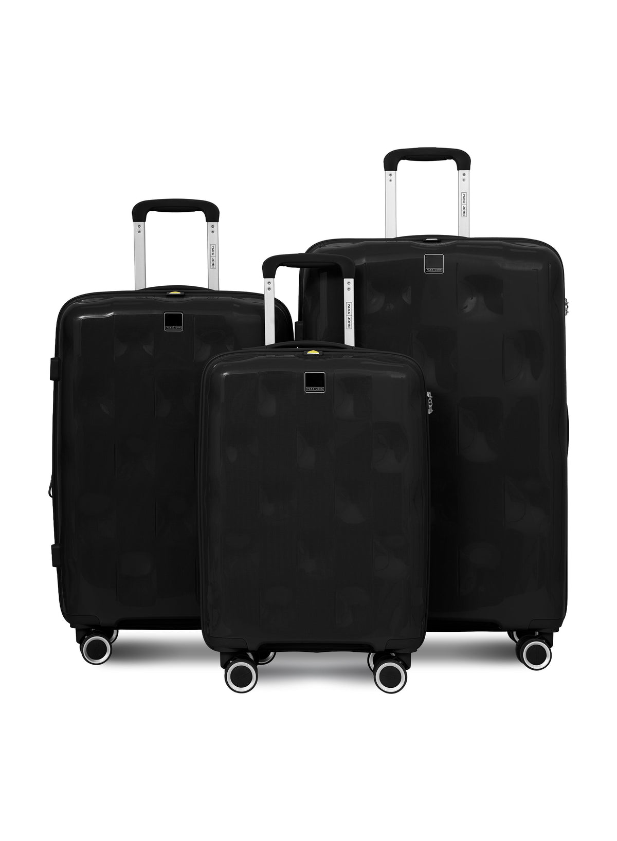 PARA JOHN VELTRIX 3-Piece Expandable PP Luggage Set in Black – 20", 24" and 28" suitcases