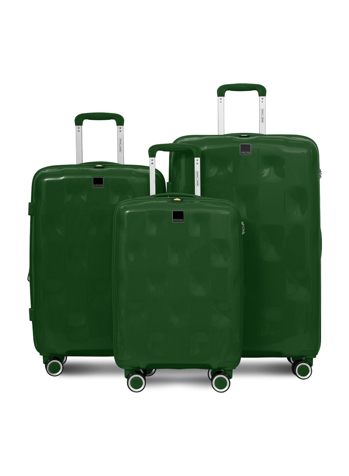 PARA JOHN VELTRIX 3-Piece Expandable PP Luggage Set in Dark Green – 20", 24" and 28" suitcases