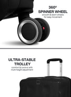 VELTRIX Black suitcase 360° double spinner wheels and telescopic trolley handle