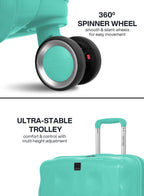 VELTRIX Mint Green suitcase 360° double spinner wheels and telescopic trolley handle