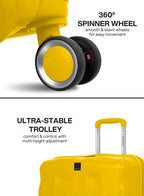 VELTRIX Yellow suitcase 360° double spinner wheels and telescopic trolley handle