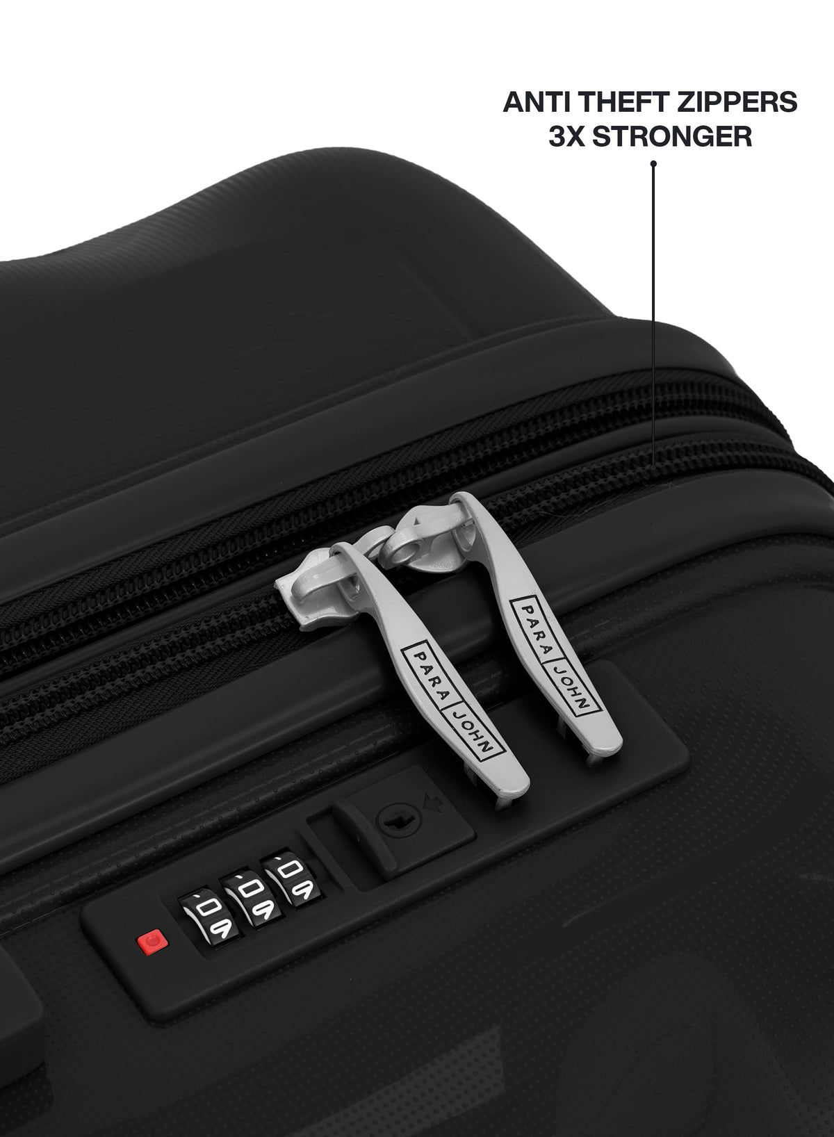 VELTRIX Black suitcase anti-theft zipper and 3-dial combination lock