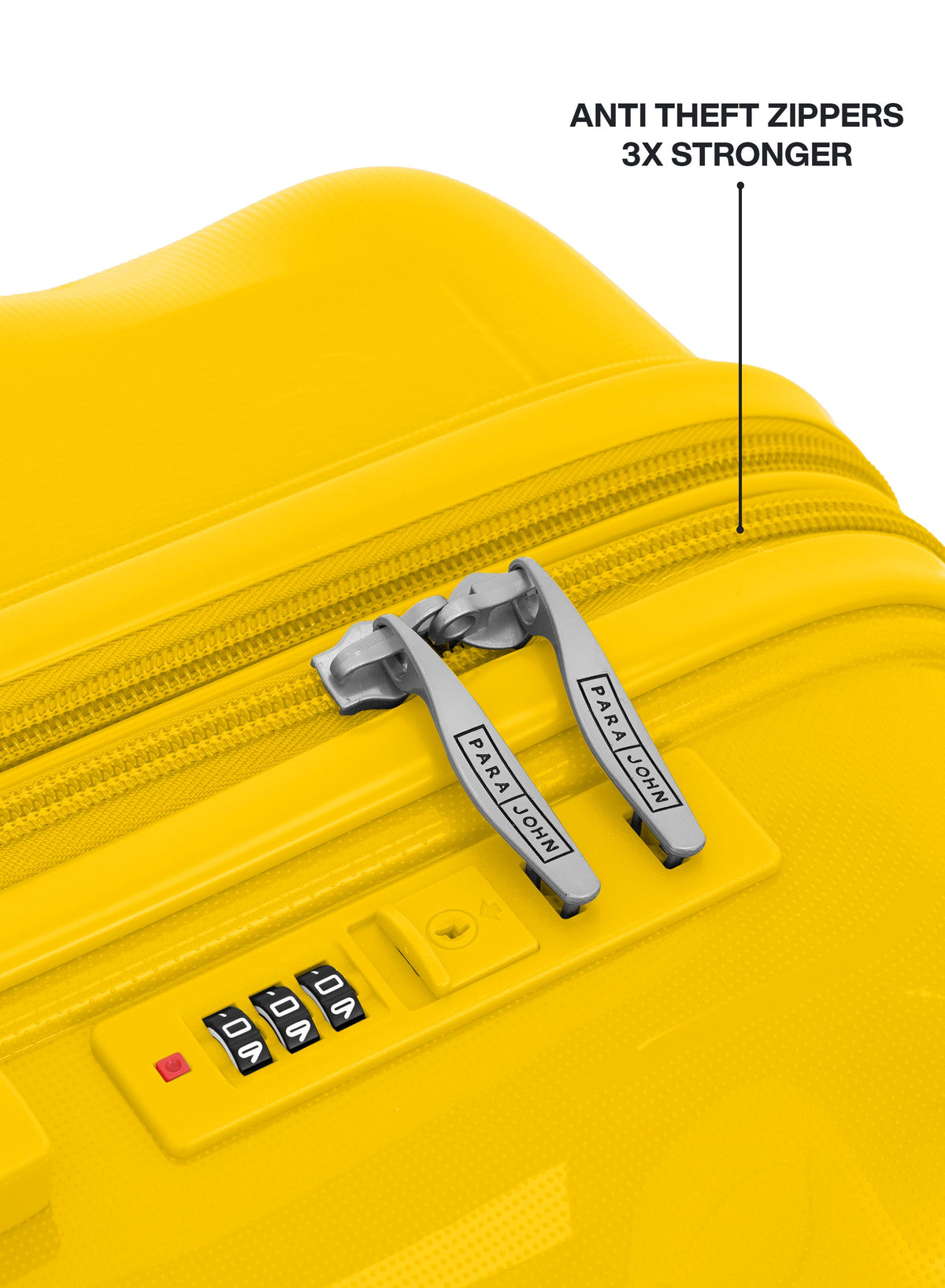 VELTRIX Yellow suitcase anti-theft zipper and 3-dial combination lock