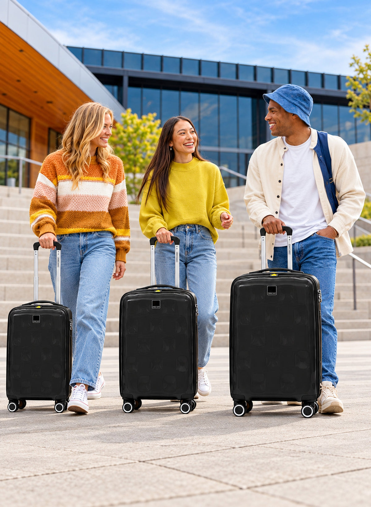 Travellers with PARA JOHN VELTRIX Black luggage set