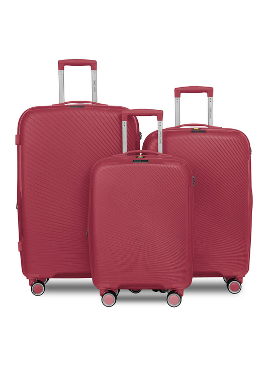 Parajohn Traceline 3-Piece Expandable PP Luggage Set Lightweight Small 10KG, Medium 20KG & Large 30KG 8 Wheels Trolley Hardsided Travel Suitcase