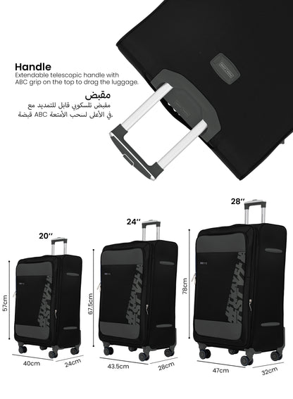 HyperTrek 3 Pieces Set 8 Wheels Soft Luggage