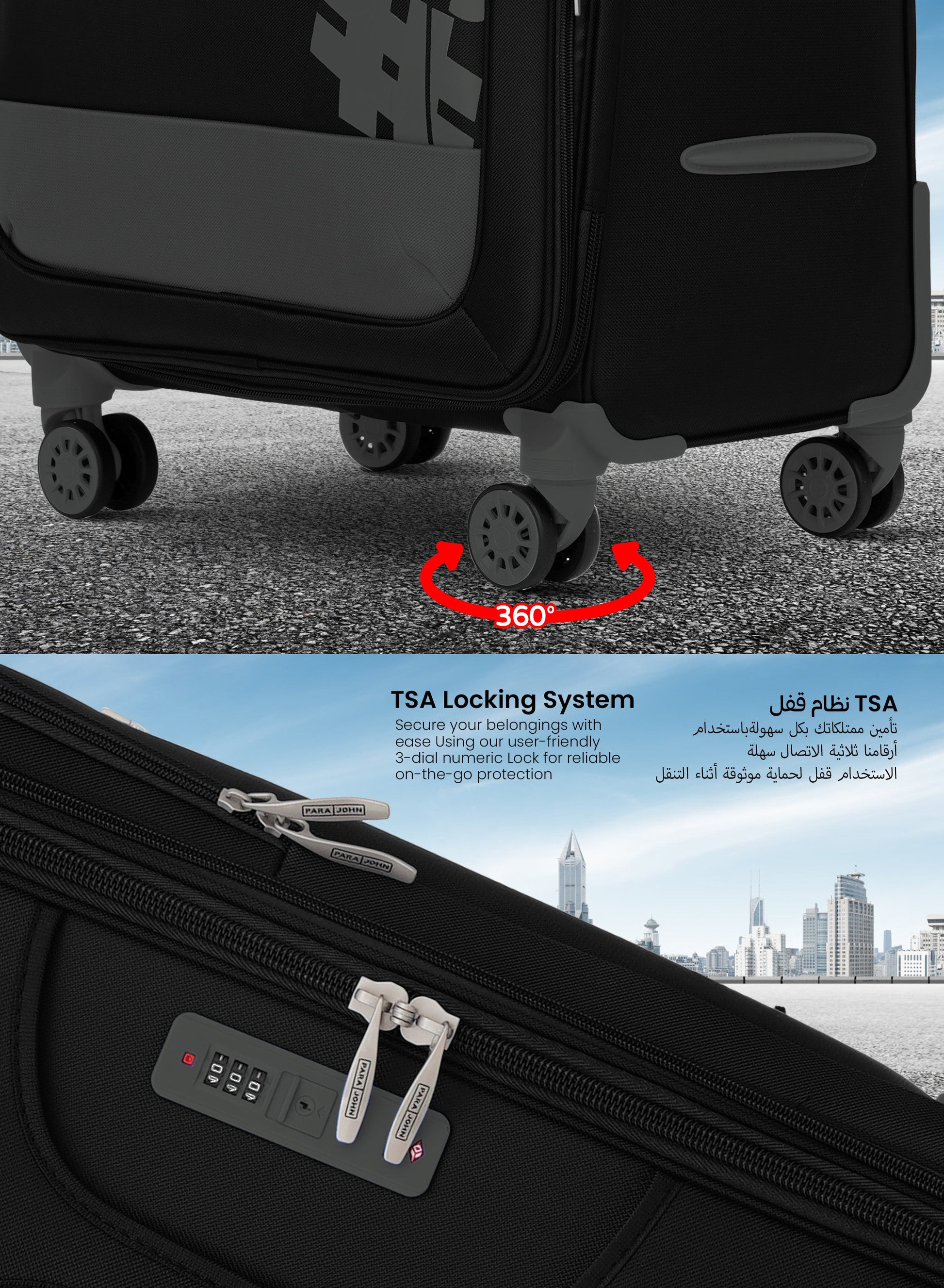 ParaJohn Luggage Set — 3-Piece Nylon Suitcases | 4-Wheel Spinner  PARAJOHN UAE