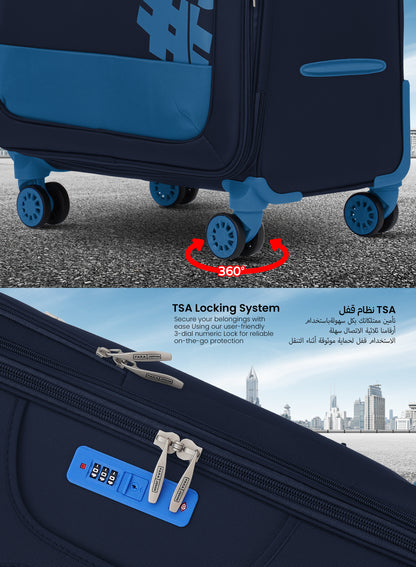 HyperTrek 3 Pieces Set 8 Wheels Soft Luggage