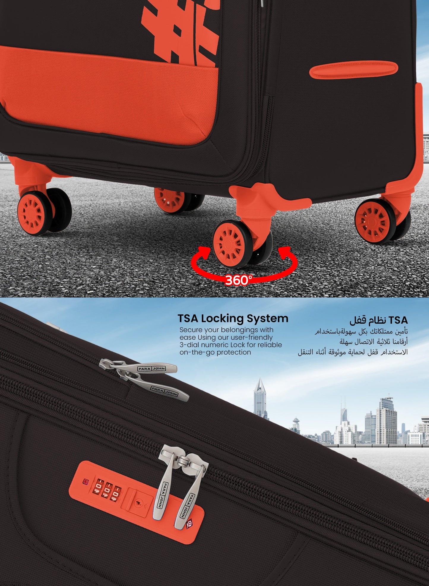 ParaJohn Luggage Set — 3-Piece Nylon Suitcases | 4-Wheel Spinner  PARAJOHN UAE