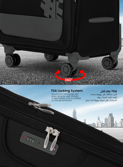 HyperTrek 3 Pieces Set 8 Wheels Soft Luggage