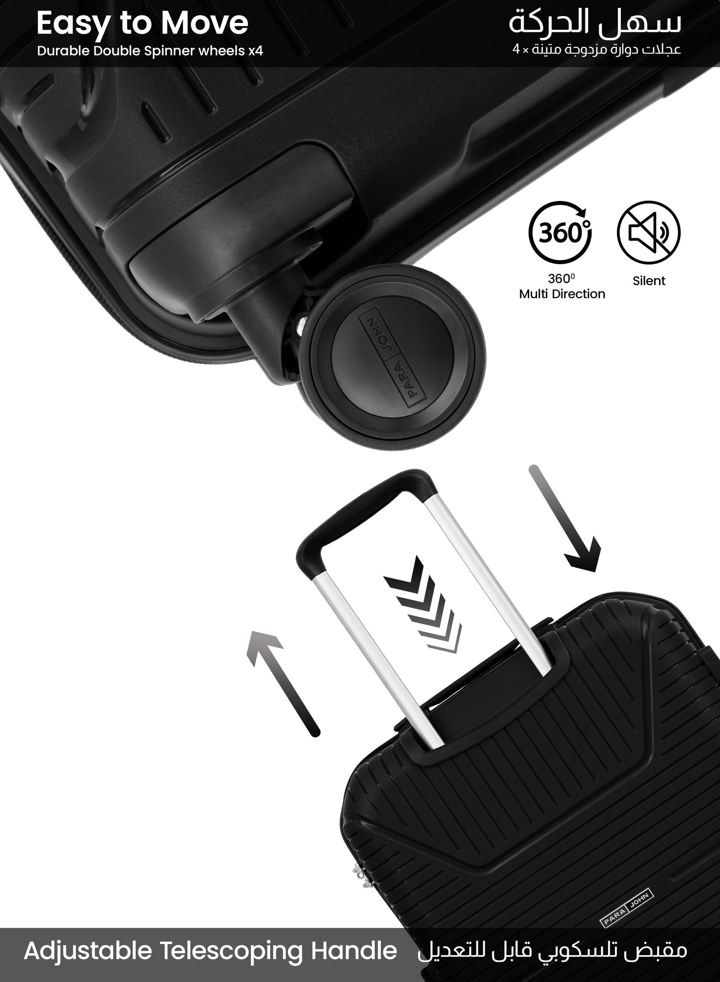 Parajohn Lynex Luggage Set — Lightweight & Durable | 3 Pcs PP 8-Wheel Spinner  PARAJOHN UAE