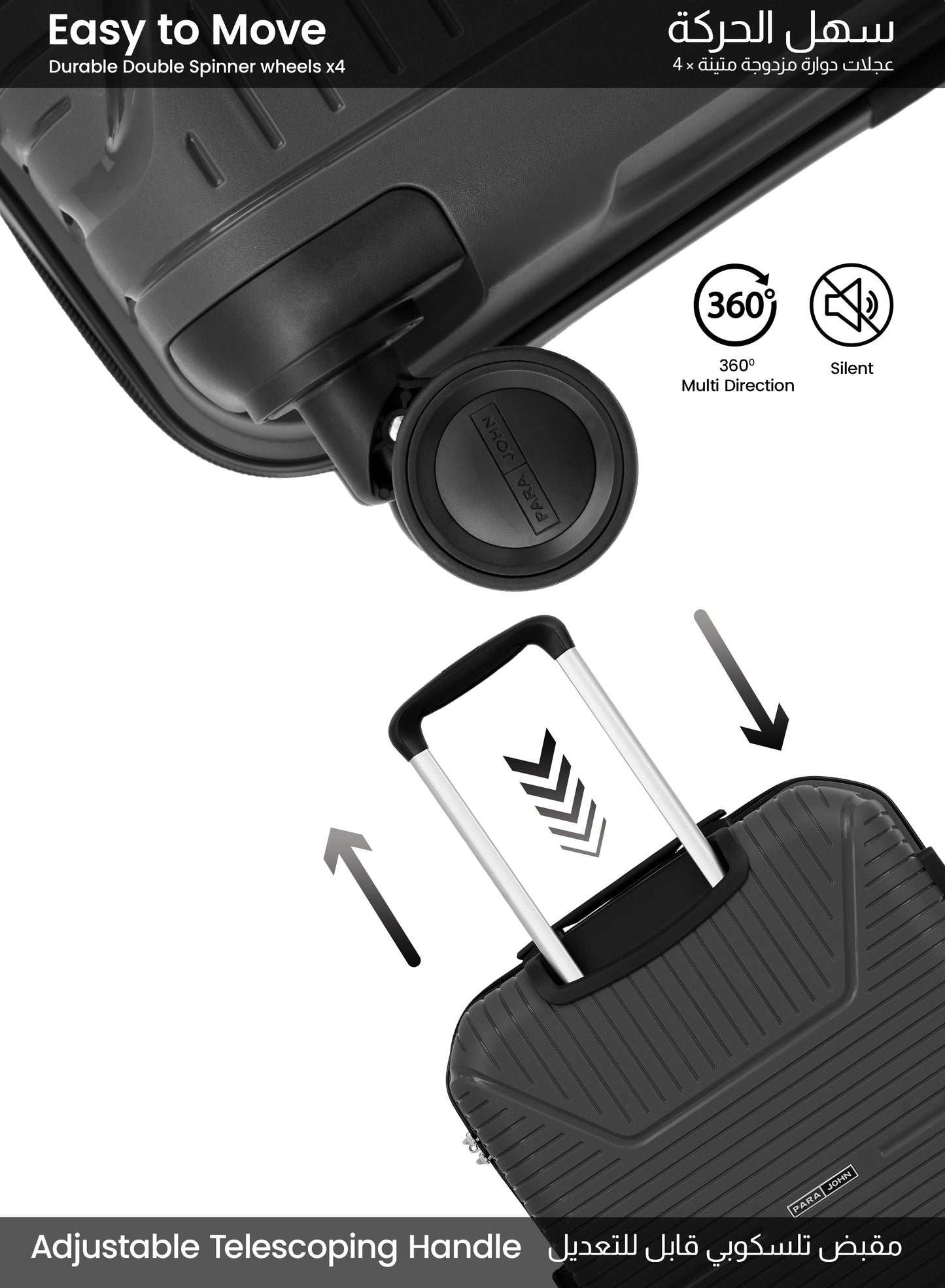 Parajohn Lynex Luggage Set — Lightweight & Durable | 3 Pcs PP 8-Wheel Spinner  PARAJOHN UAE