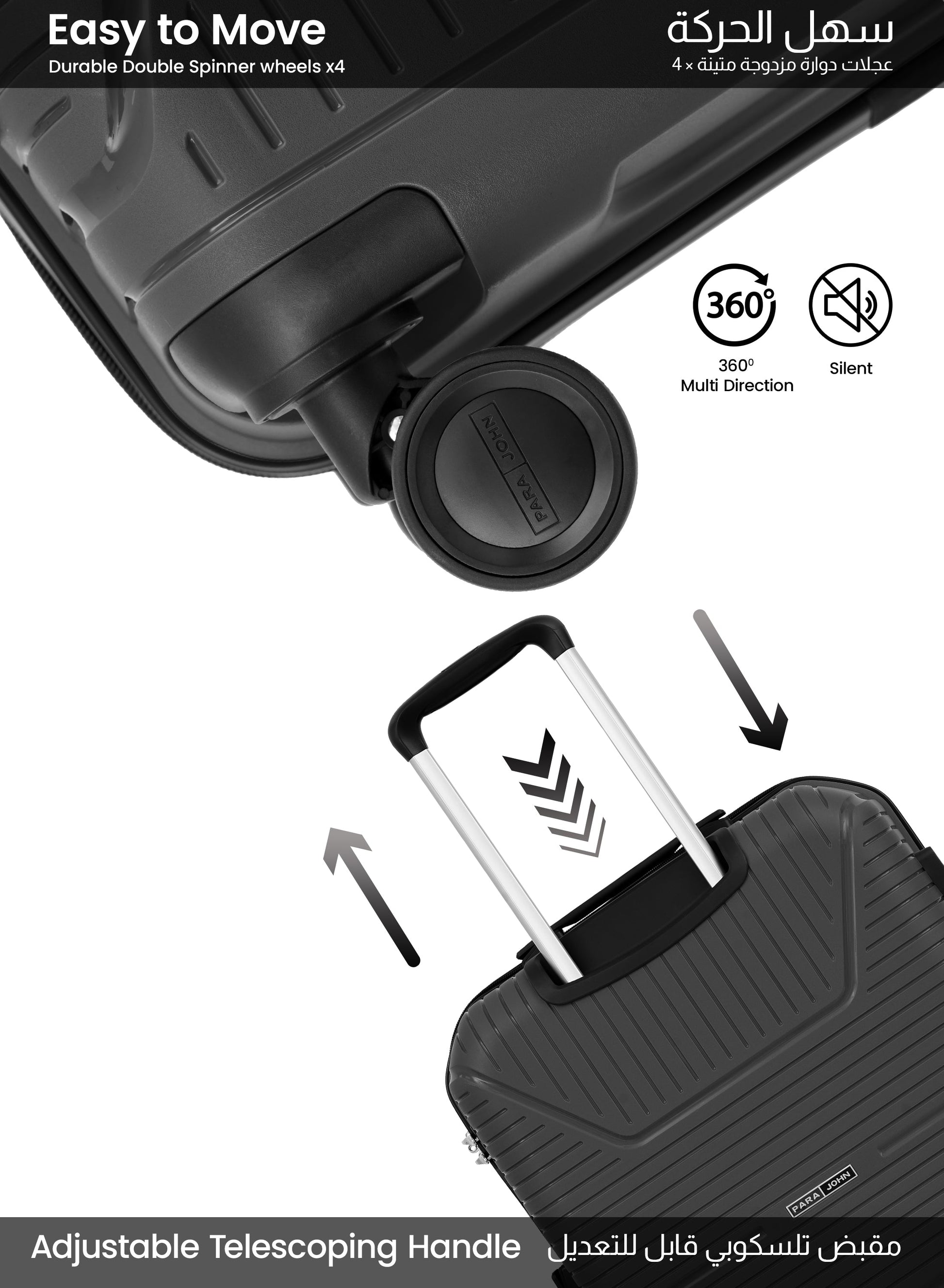 Parajohn Lynex Luggage Set — Lightweight & Durable | 3 Pcs PP 8-Wheel Spinner  PARAJOHN UAE