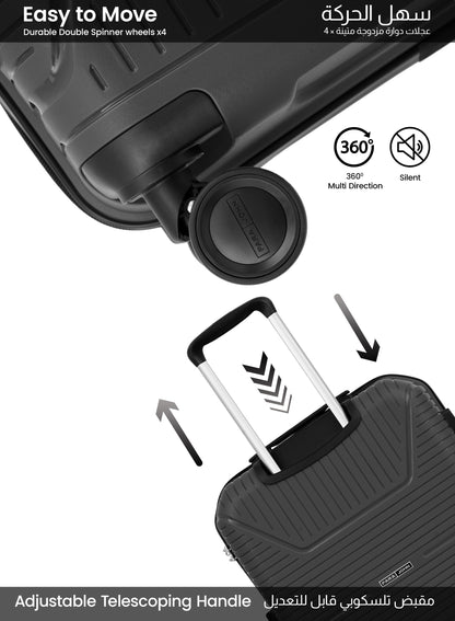 Parajohn Lynex Luggage Set — Lightweight & Durable | 3 Pcs PP 8-Wheel Spinner  PARAJOHN UAE