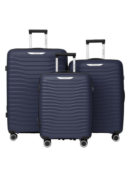 Trace Series 3 Piece Lightweight Expandable Luggage Set | Small 10KG, Medium 20KG & Large 30KG Polypropylene 8 Wheels Luggage