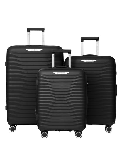 Trace Series 3 Piece Lightweight Expandable Luggage Set | Small 10KG, Medium 20KG & Large 30KG Polypropylene 8 Wheels Luggage