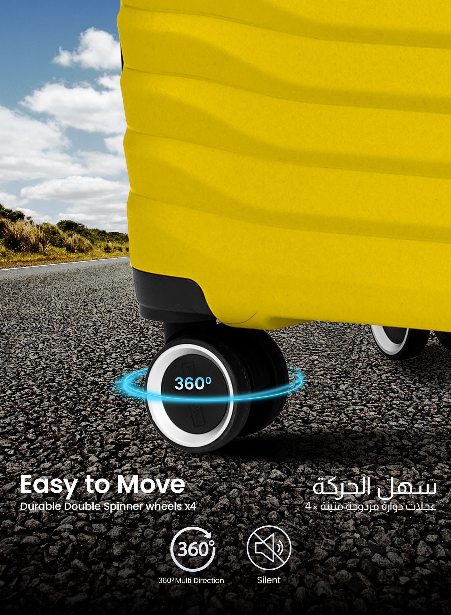 Trace Series 3 Piece Lightweight Expandable Luggage Set | Small 10KG, Medium 20KG & Large 30KG Polypropylene 8 Wheels Luggage