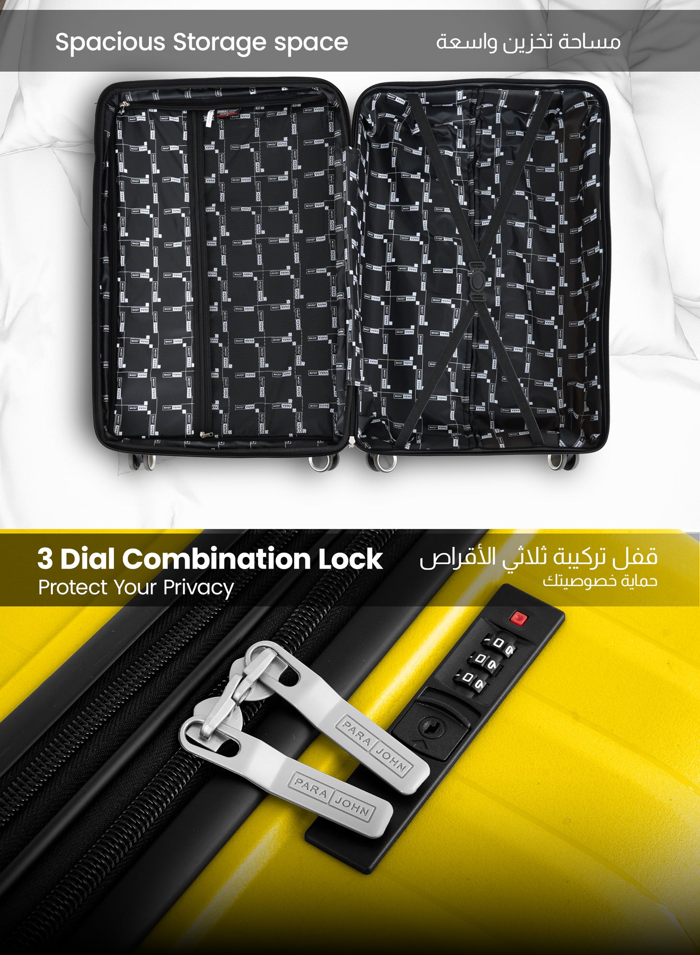 Trace Series 3 Piece Lightweight Expandable Luggage Set | Small 10KG, Medium 20KG & Large 30KG Polypropylene 8 Wheels Luggage