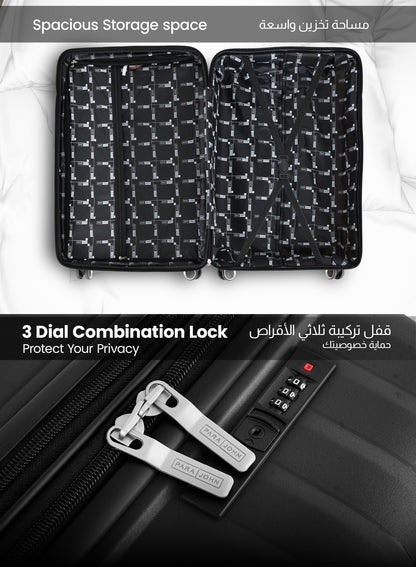 Trace Series 3 Piece Lightweight Expandable Luggage Set | Small 10KG, Medium 20KG & Large 30KG Polypropylene 8 Wheels Luggage