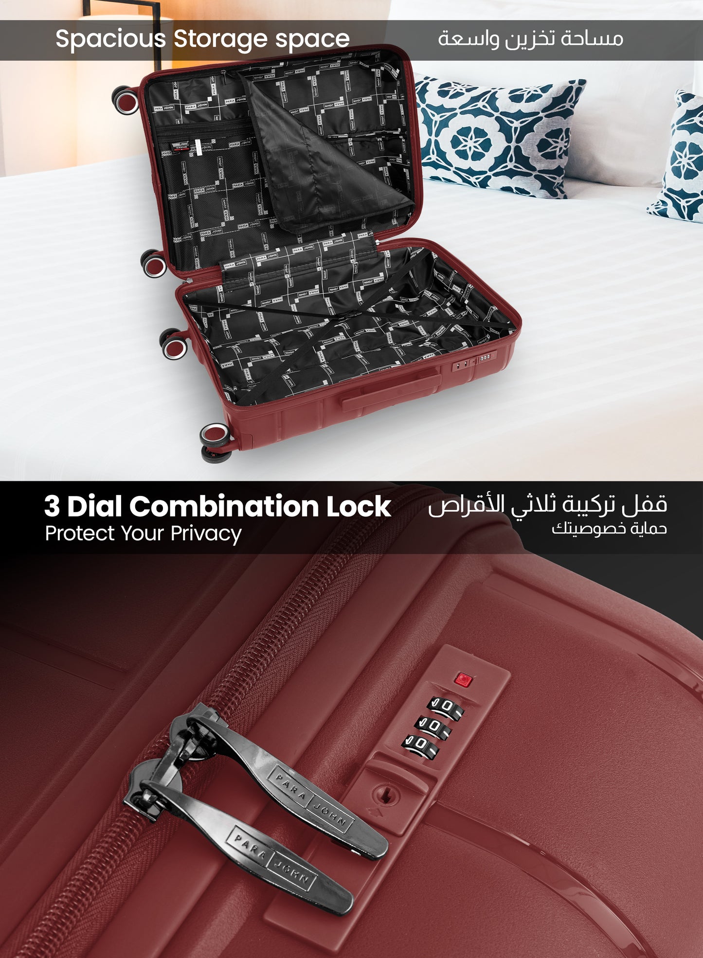 ZENSPIRE Series 3 Piece Premium Polypropylene Luggage Set