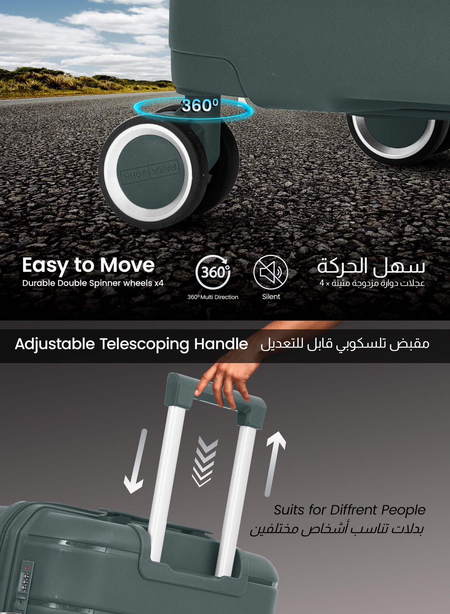 ZENSPIRE Series 3 Piece Premium Polypropylene Luggage Set