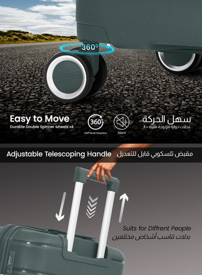 ZENSPIRE Series 3 Piece Premium Polypropylene Luggage Set