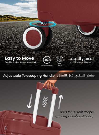 ZENSPIRE Series 3 Piece Premium Polypropylene Luggage Set