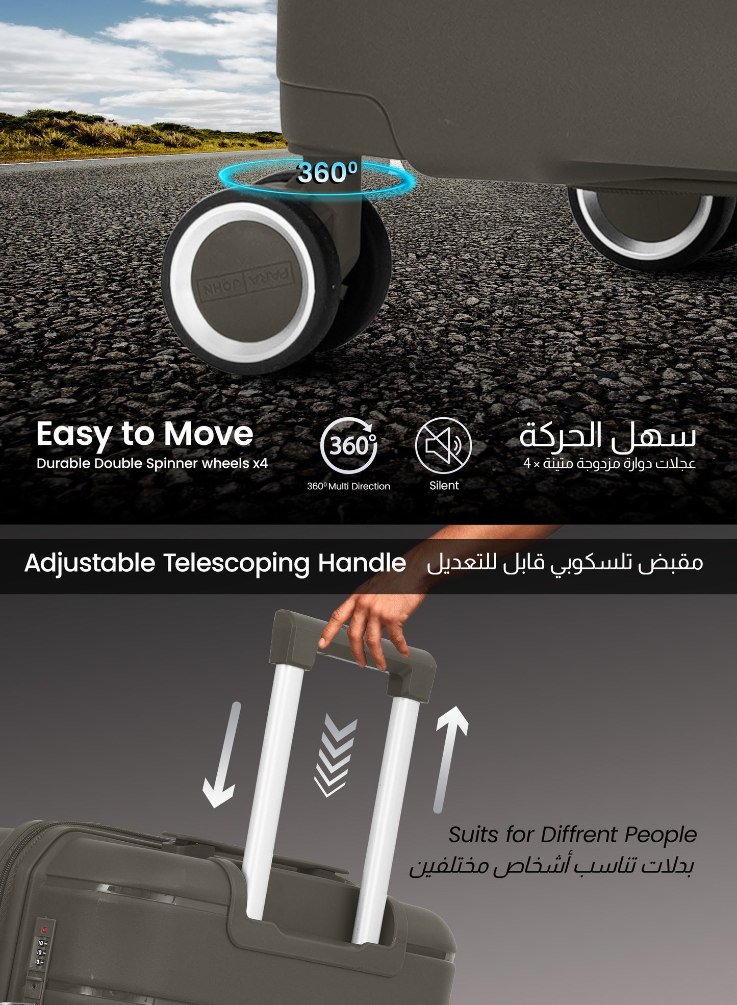 ZENSPIRE Series 3 Piece Premium Polypropylene Luggage Set