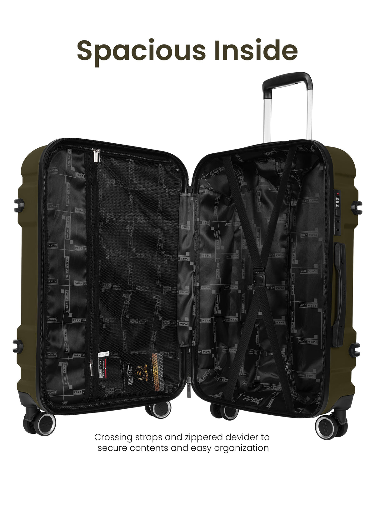 Para John Expedition 3-Piece ABS Hardside Spinner Luggage Set Durable Travel Suitcases with 360° Wheels Small Medium Large Trolley  PARAJOHN UAE