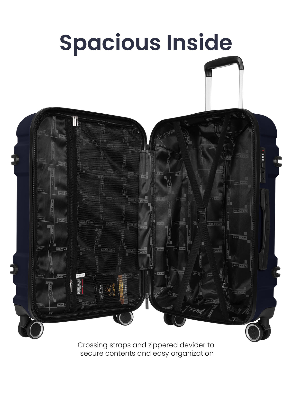 Para John Expedition 3-Piece ABS Hardside Spinner Luggage Set Durable Travel Suitcases with 360° Wheels Small Medium Large Trolley  PARAJOHN UAE
