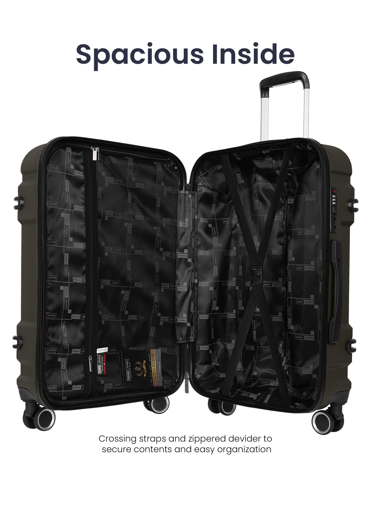 Para John Expedition 3-Piece ABS Hardside Spinner Luggage Set Durable Travel Suitcases with 360° Wheels Small Medium Large Trolley  PARAJOHN UAE