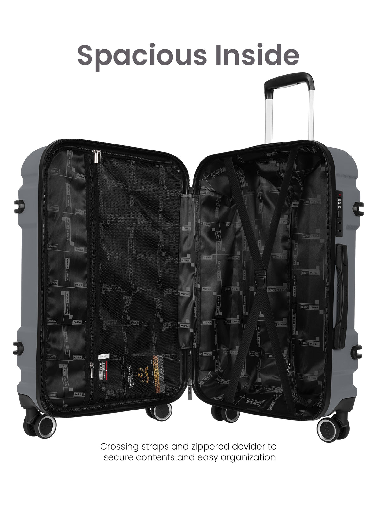Para John Expedition 3-Piece ABS Hardside Spinner Luggage Set Durable Travel Suitcases with 360° Wheels Small Medium Large Trolley  PARAJOHN UAE