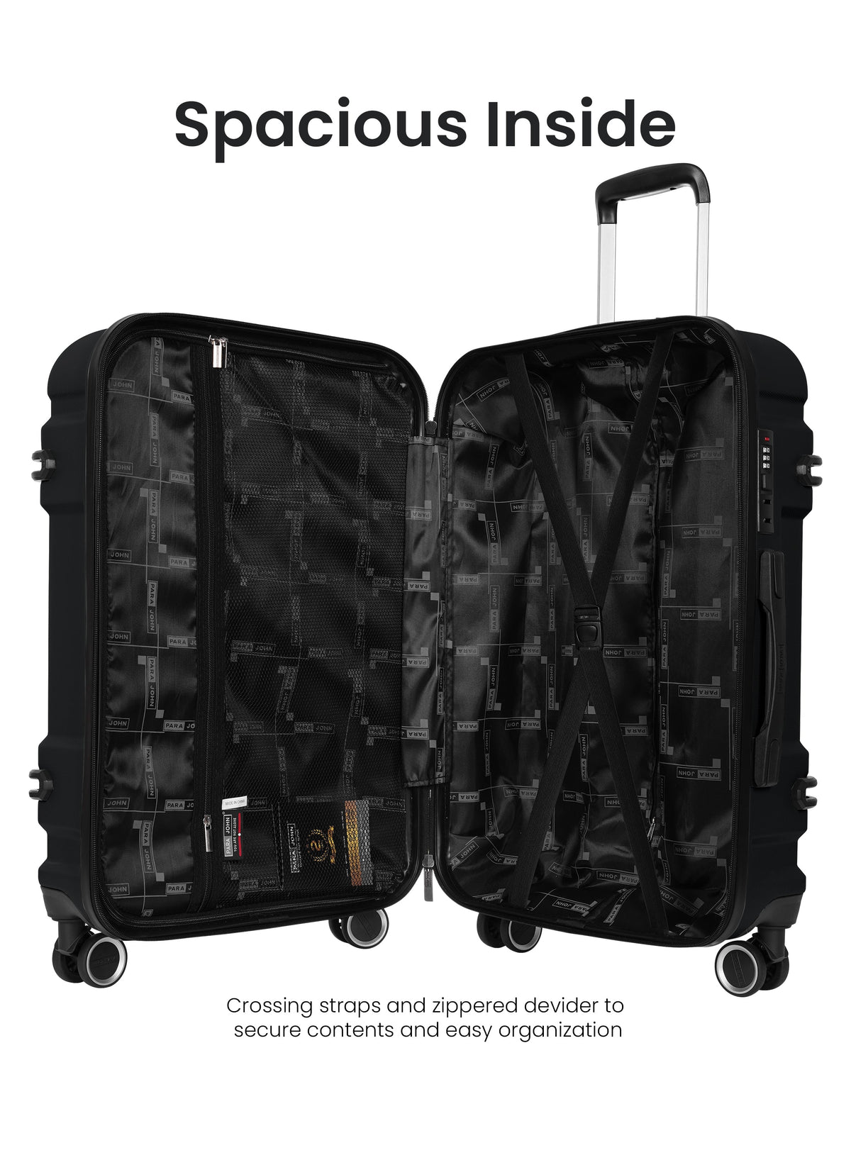 Para John Expedition 3-Piece ABS Hardside Spinner Luggage Set Durable Travel Suitcases with 360° Wheels Small Medium Large Trolley  PARAJOHN UAE