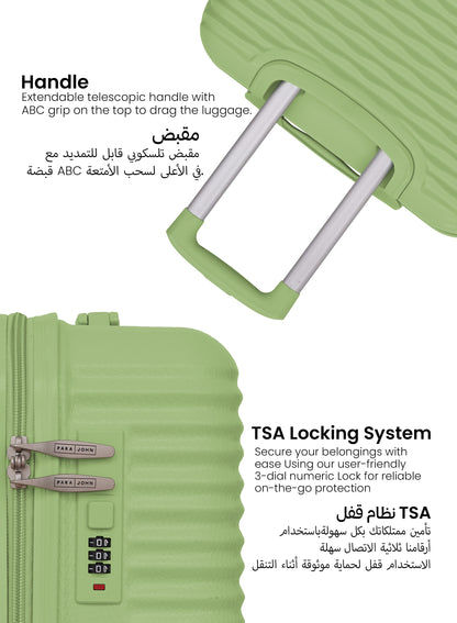 Parajohn Sandtrail Series 3 Piece Lightweight Luggage Set | Small 10KG, Medium 20KG & Large 30KG ABS 8 Wheels Luggage