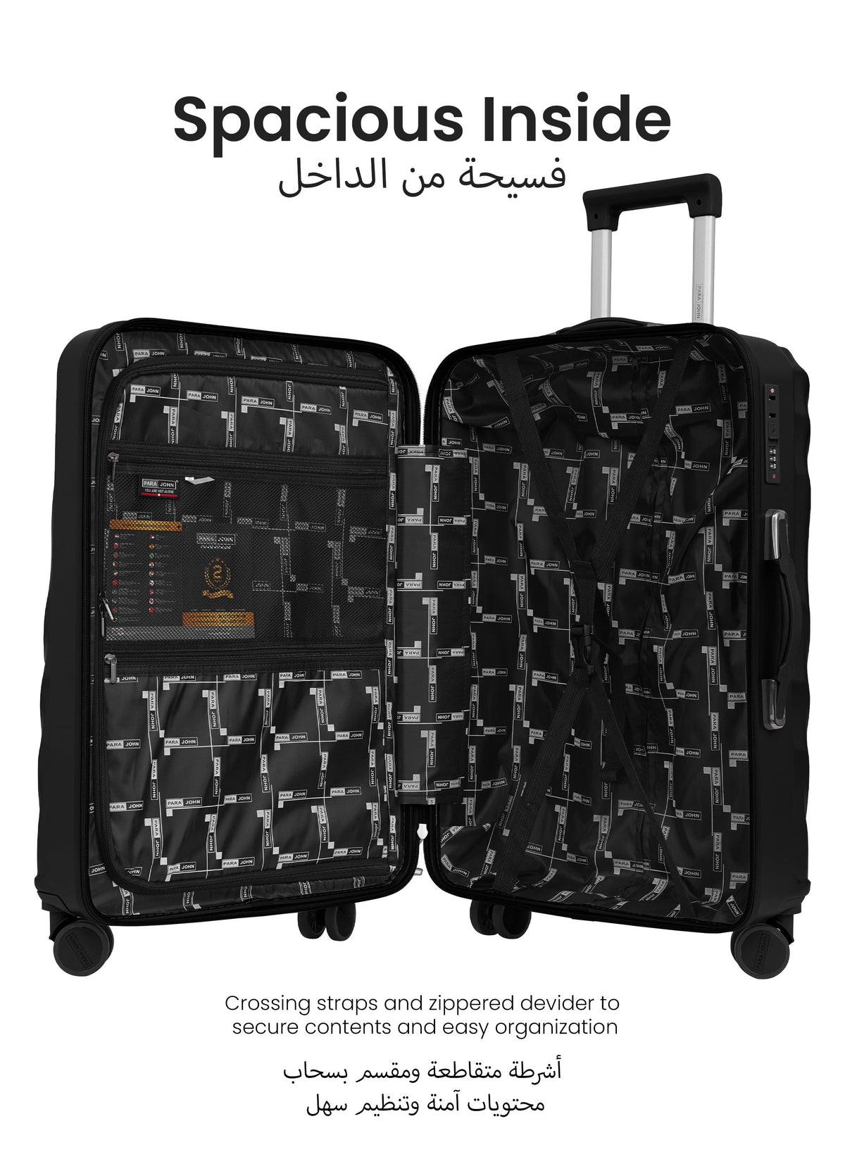 Para John Carrock 3-Piece Glossy ABS Luggage Set Lightweight 20", 24" & 28" 8 Wheels  Spinner Hardsided Travel Suitcase  PARAJOHN UAE