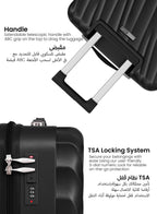 Para John Carrock 3-Piece Glossy ABS Luggage Set Lightweight 20", 24" & 28" 8 Wheels  Spinner Hardsided Travel Suitcase  PARAJOHN UAE