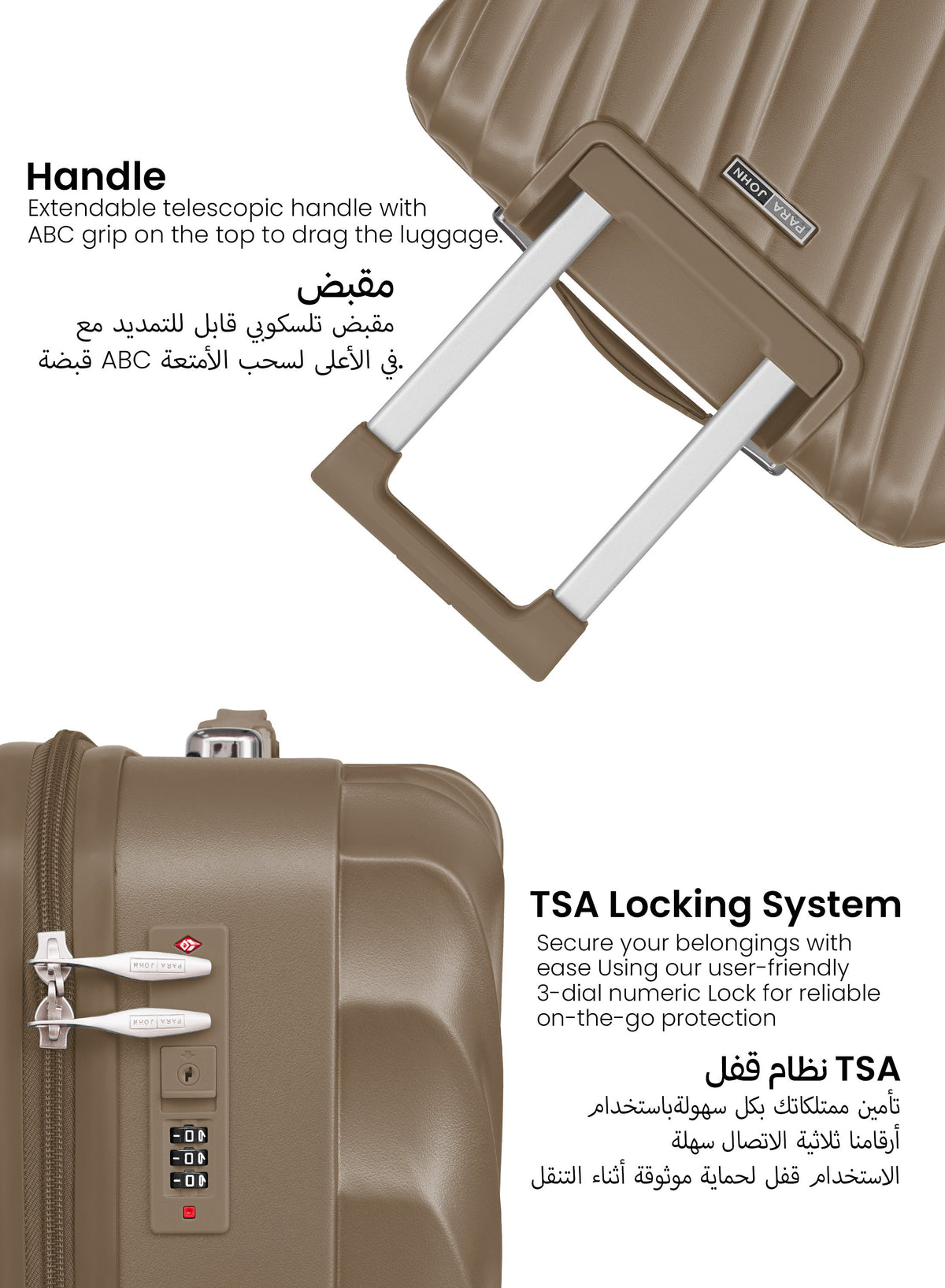 Para John Carrock 3-Piece Glossy ABS Luggage Set Lightweight 20", 24" & 28" 8 Wheels  Spinner Hardsided Travel Suitcase  PARAJOHN UAE