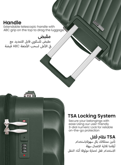 Carrock 3-Piece Fine ABS Hardside Spinner Luggage Trolley Set