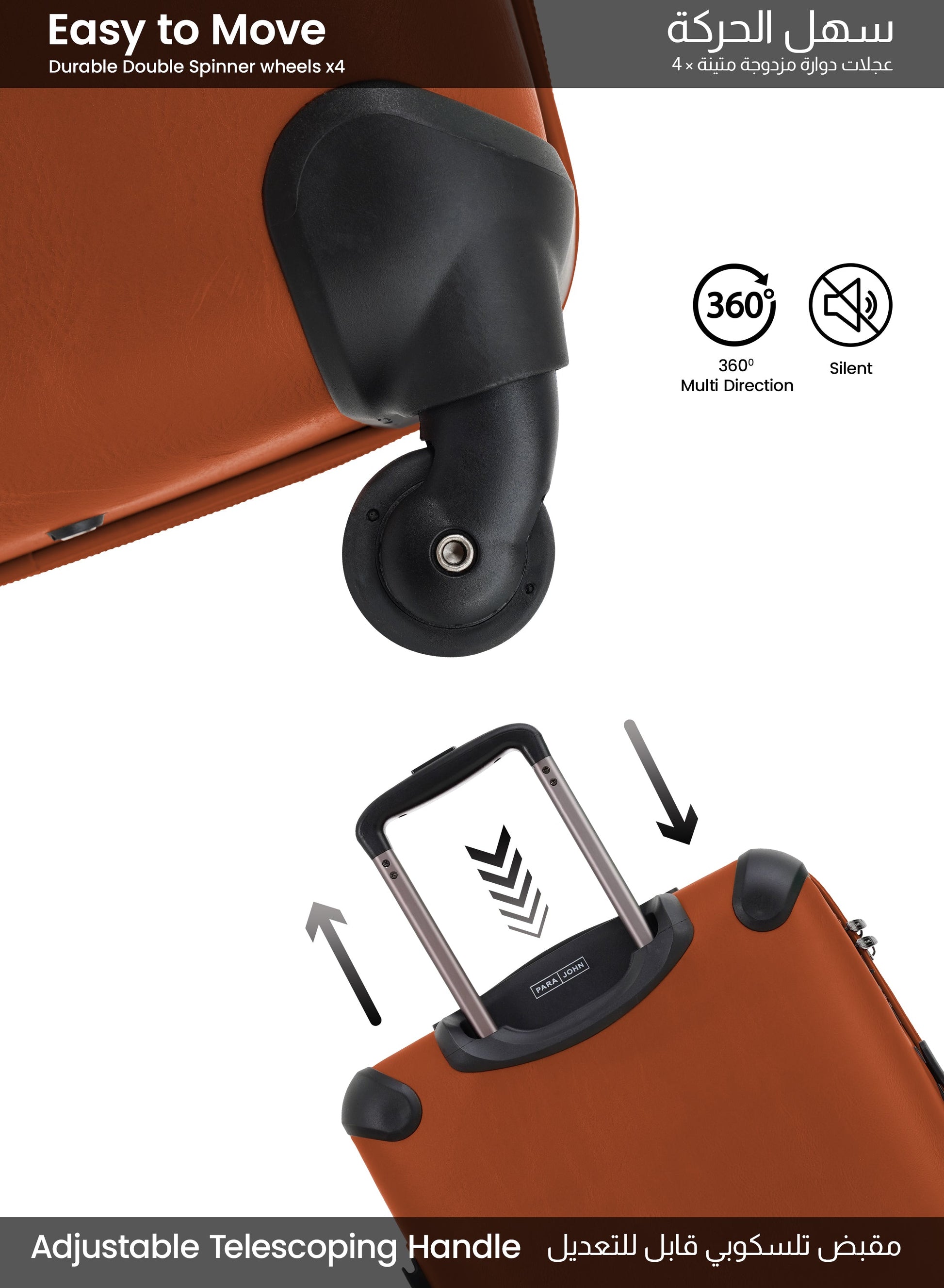 Parajohn 3-Piece Spinner Luggage Set — Durable PU Hard Shell | 20/24/28” Sizes  PARAJOHN UAE
