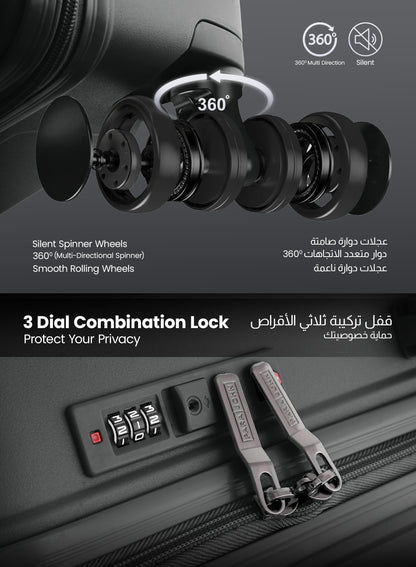 TRIACUT Series 3 Piece Premium Polypropylene Luggage Set