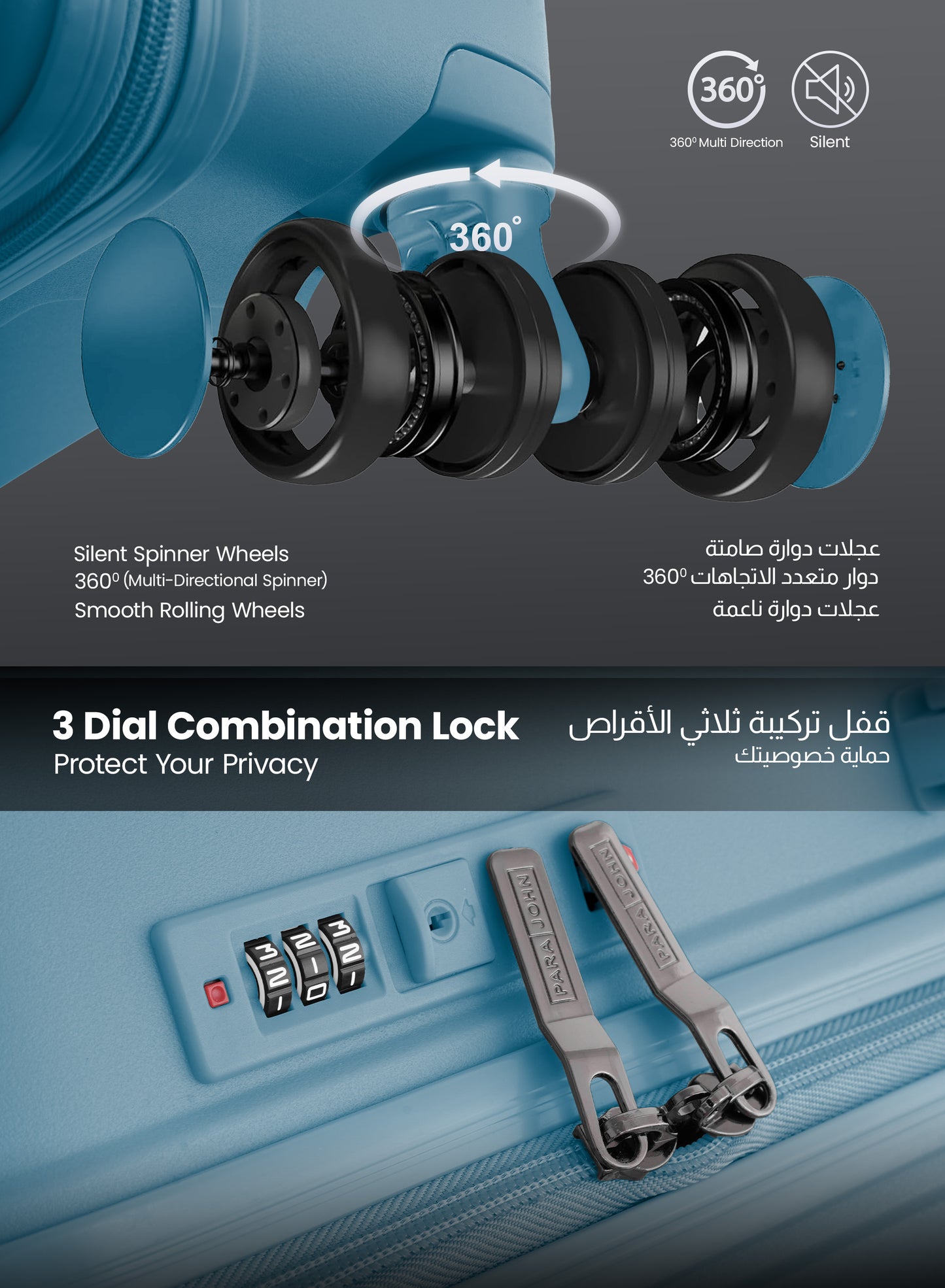 TRIACUT Series 3 Piece Premium Polypropylene Luggage Set