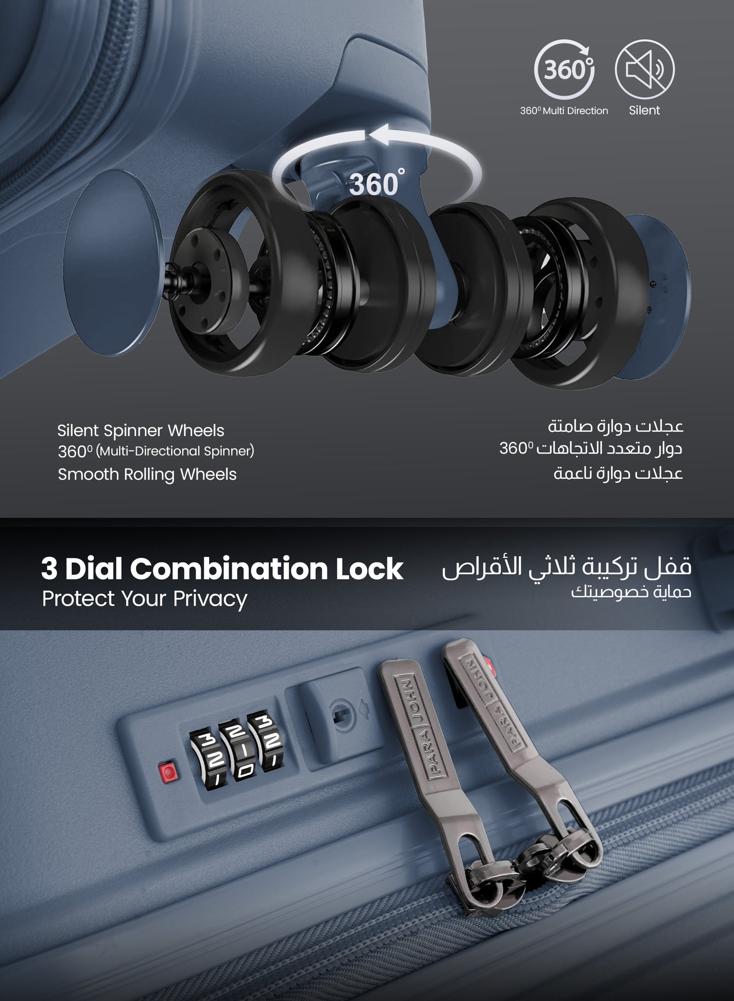 TRIACUT Series 3 Piece Premium Polypropylene Luggage Set