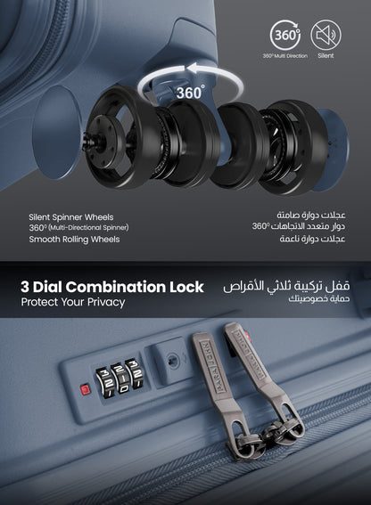 TRIACUT Series 3 Piece Premium Polypropylene Luggage Set