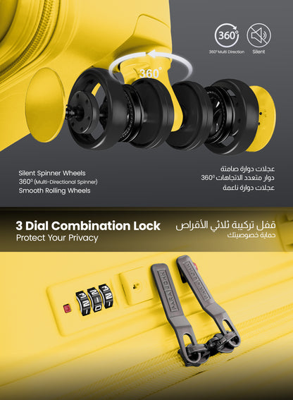 TRIACUT Series 3 Piece Premium Polypropylene Luggage Set