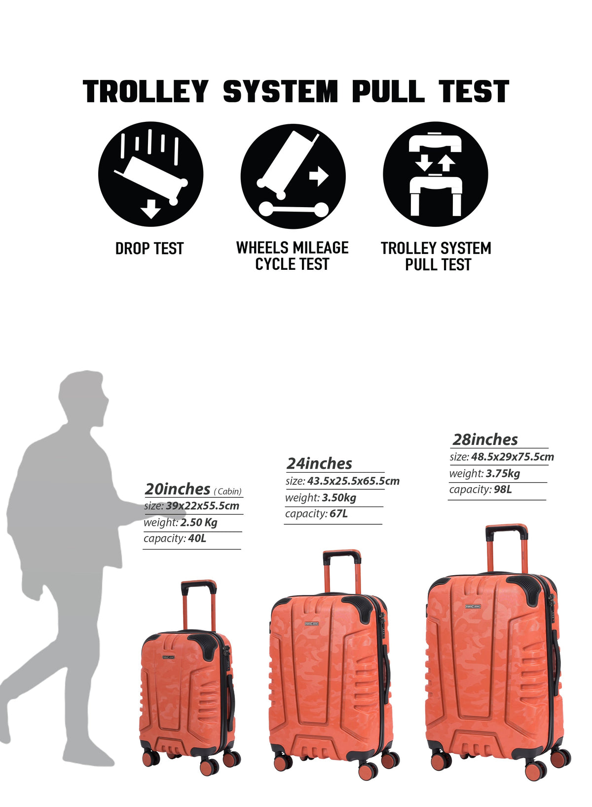 Parajohn EmberTrail ABS Set of 3 Luggage | Lightweight Small 10KG, Medium 20KG & Large 30KG 8 Wheels Trolley Hardsided Travel Suitcase  PARAJOHN UAE